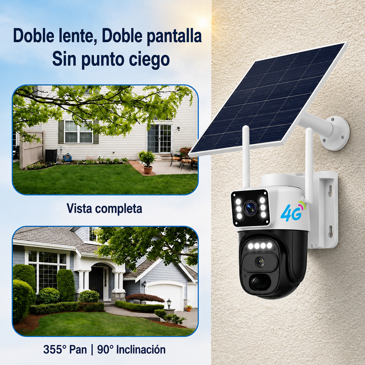 Solarna kamera bezpieczeństwa 4G 360° – monitoring bez WiFi
