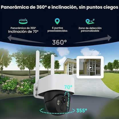 Panoramiczna zewnętrzna kamera bezpieczeństwa 4G | Widok 360° i tryb nocny