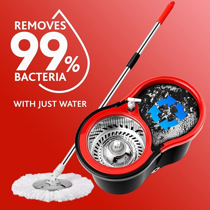 Obrotowy mop 360° z wiadrem i wyciskaczem - Łatwe i szybkie sprzątanie