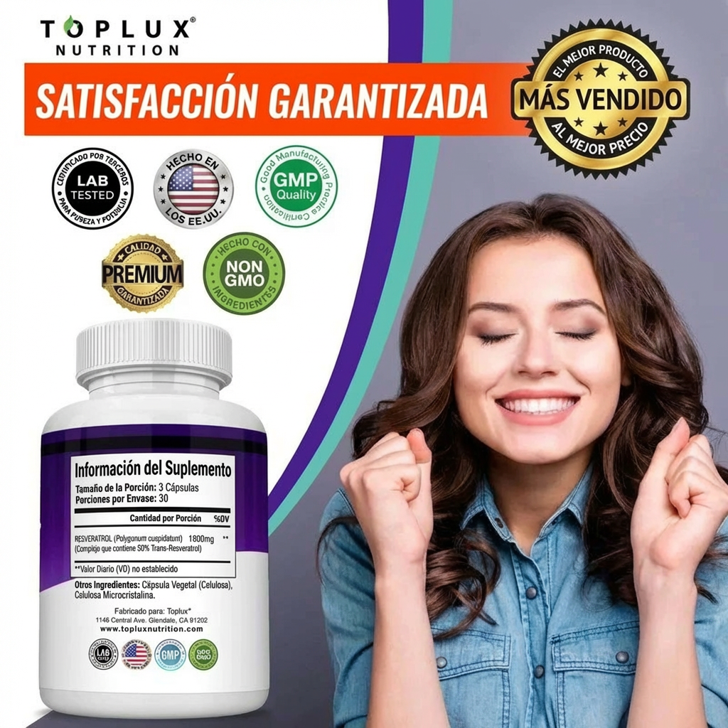 Resweratrol 1800 mg - Dobre samopoczucie, energia i anti-aging | Najpopularniejszy naturalny przeciwutleniacz